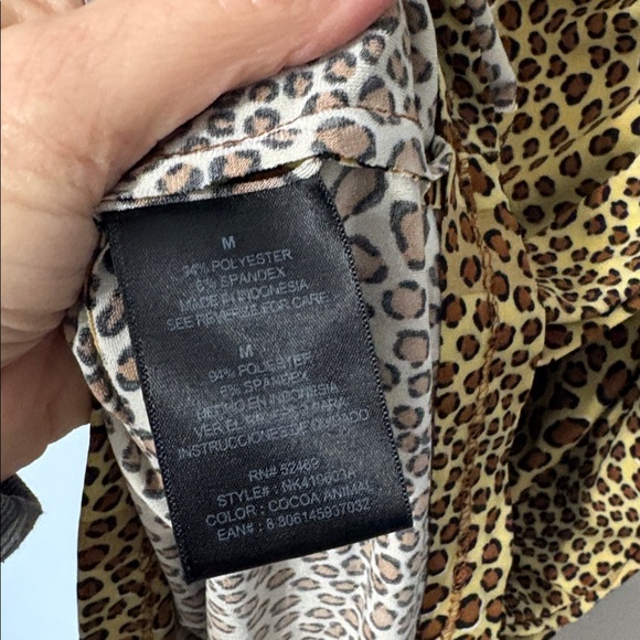 Norma Kamali Leopard Print Faux Wrap Dress Ruched Bodycon Long Sleeve M - Picture 4 of 5